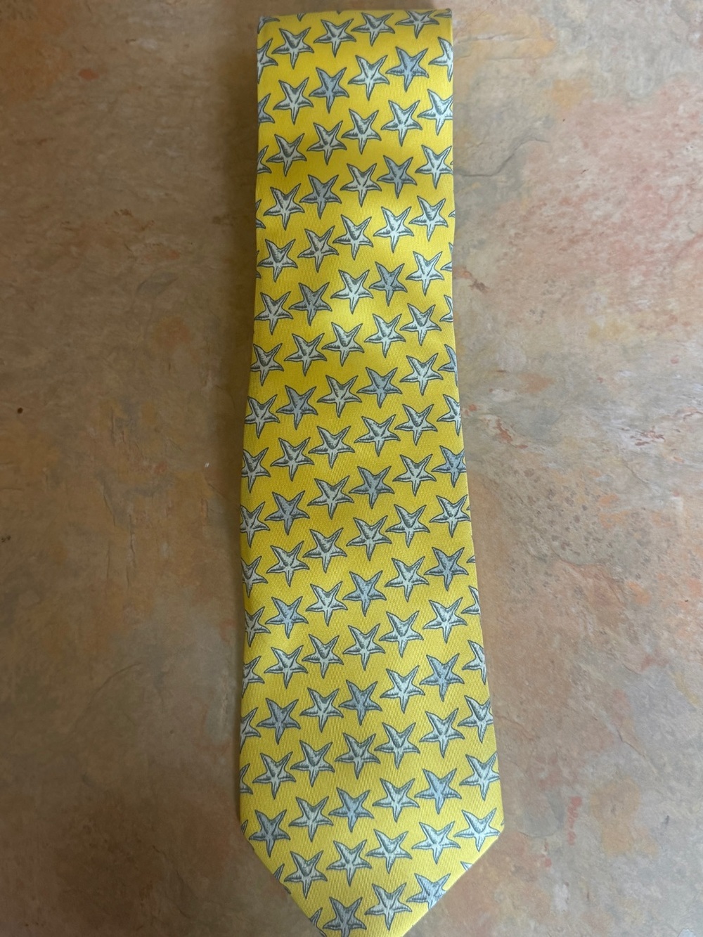 Fendi Yellow Star Pattern Silk Tie